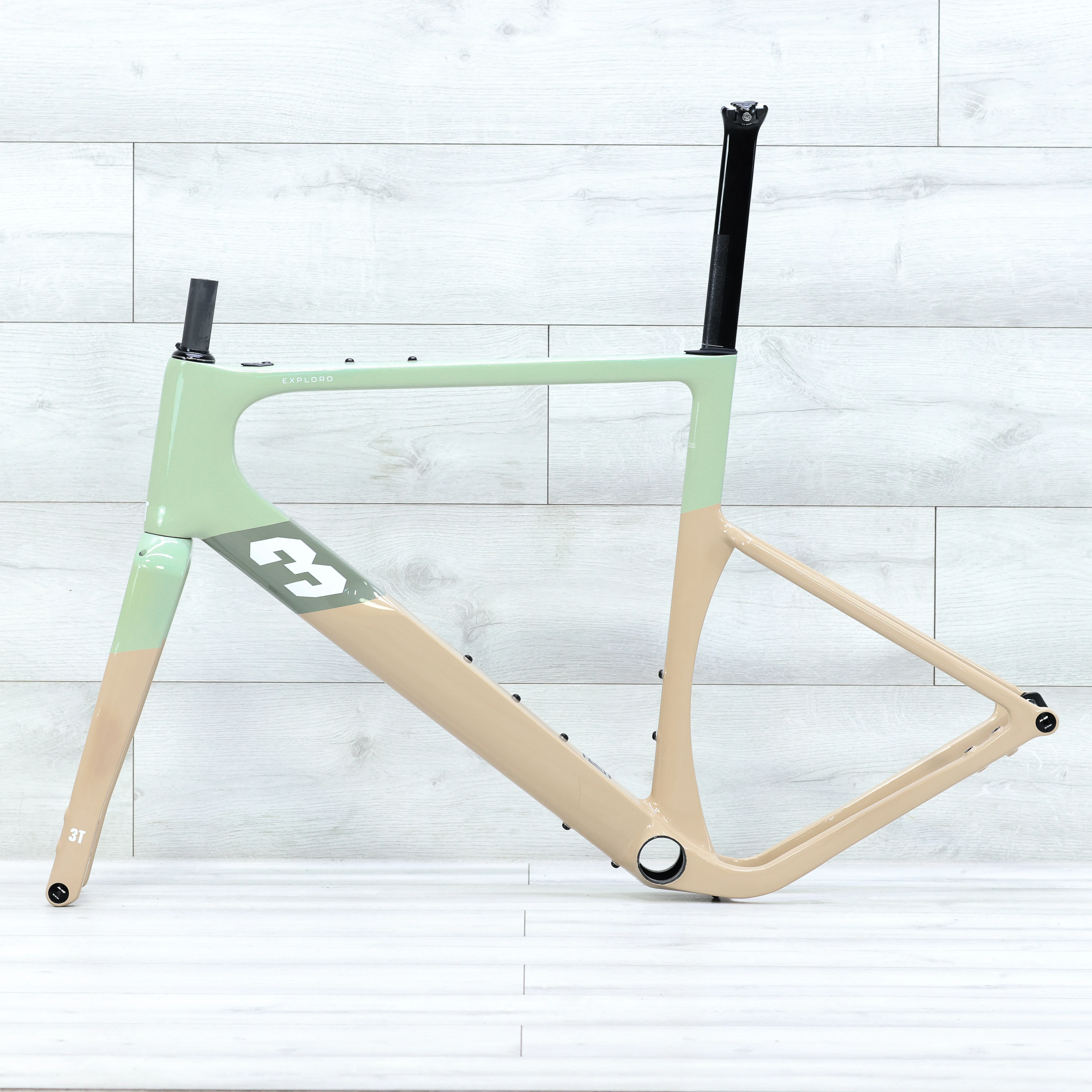 3T Exploro Racemax Gravel Bike Frameset Sand/Olive - 2023, 56cm - Image 2
