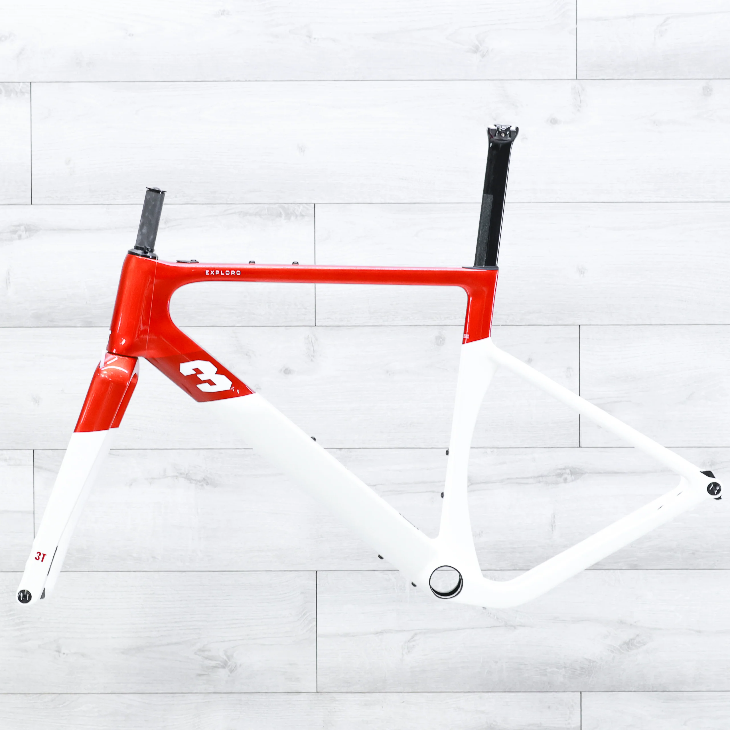 3T Exploro Racemax Red/White 700c Gravel Bike Frameset - 2023, 51cm - Image 2