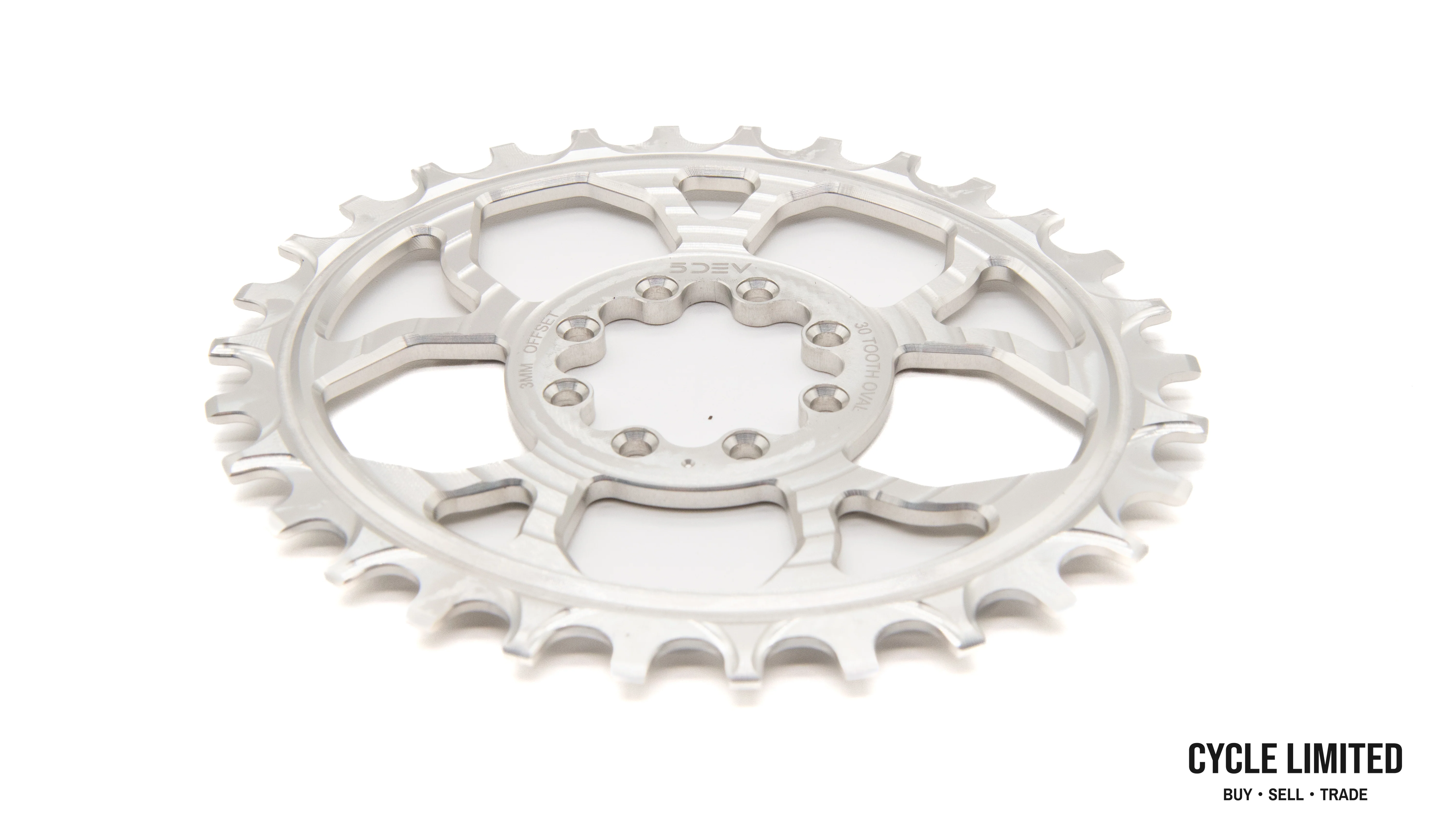 5DEV 12% 8-Bolt Oval Chainring 30T Raw - Image 3