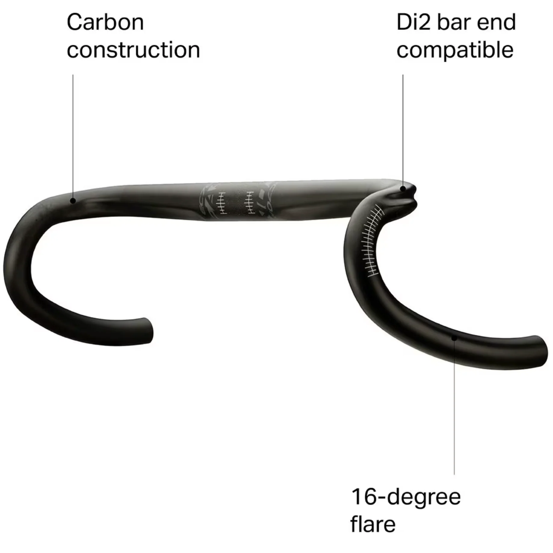 Easton EC70 AX Carbon Road Gravel Handlebar, 31.8mm, Black, Multiple Sizes - Image 2