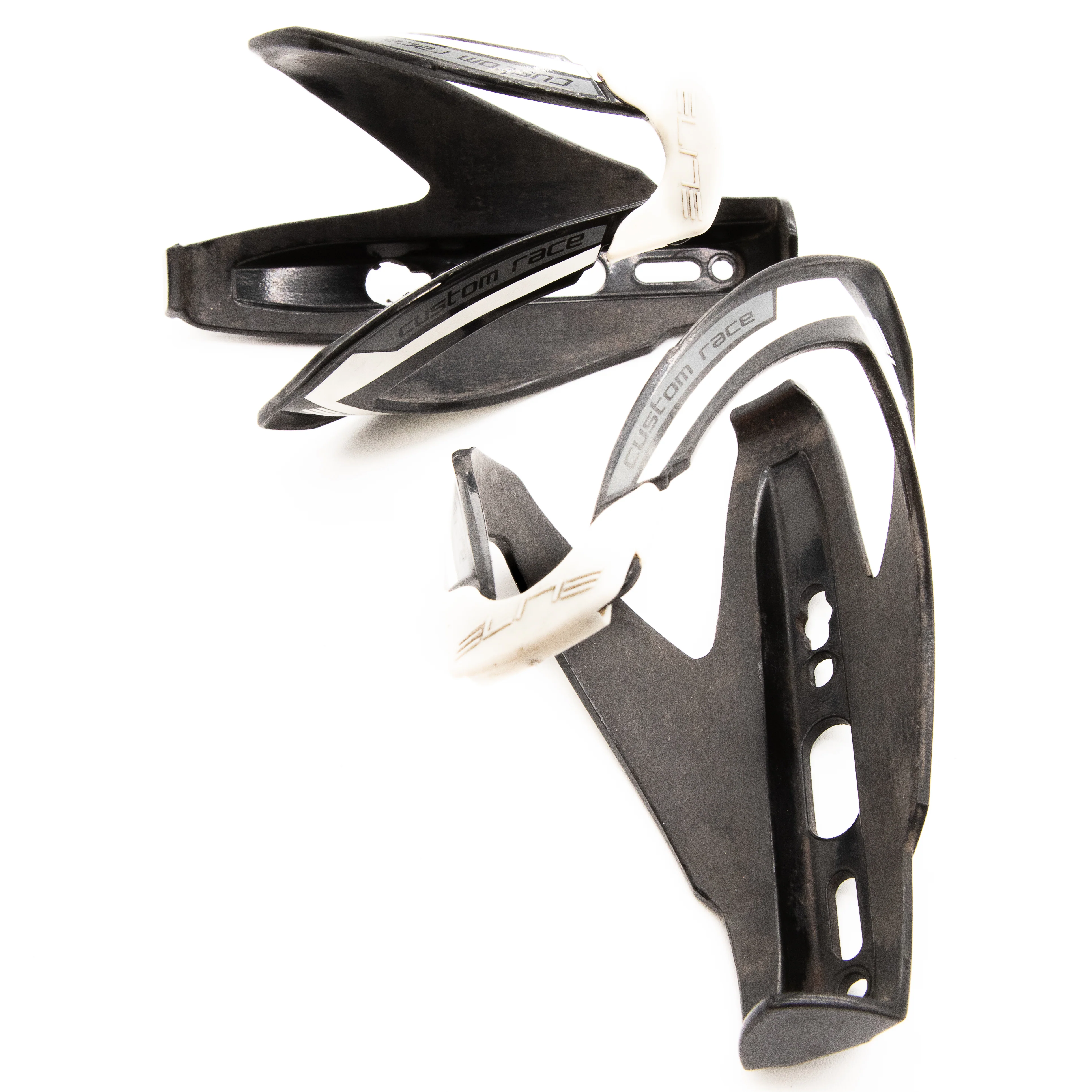 Elite Custom Race Bicycle Bottle Cages Black/White Pair 82g - Image 4