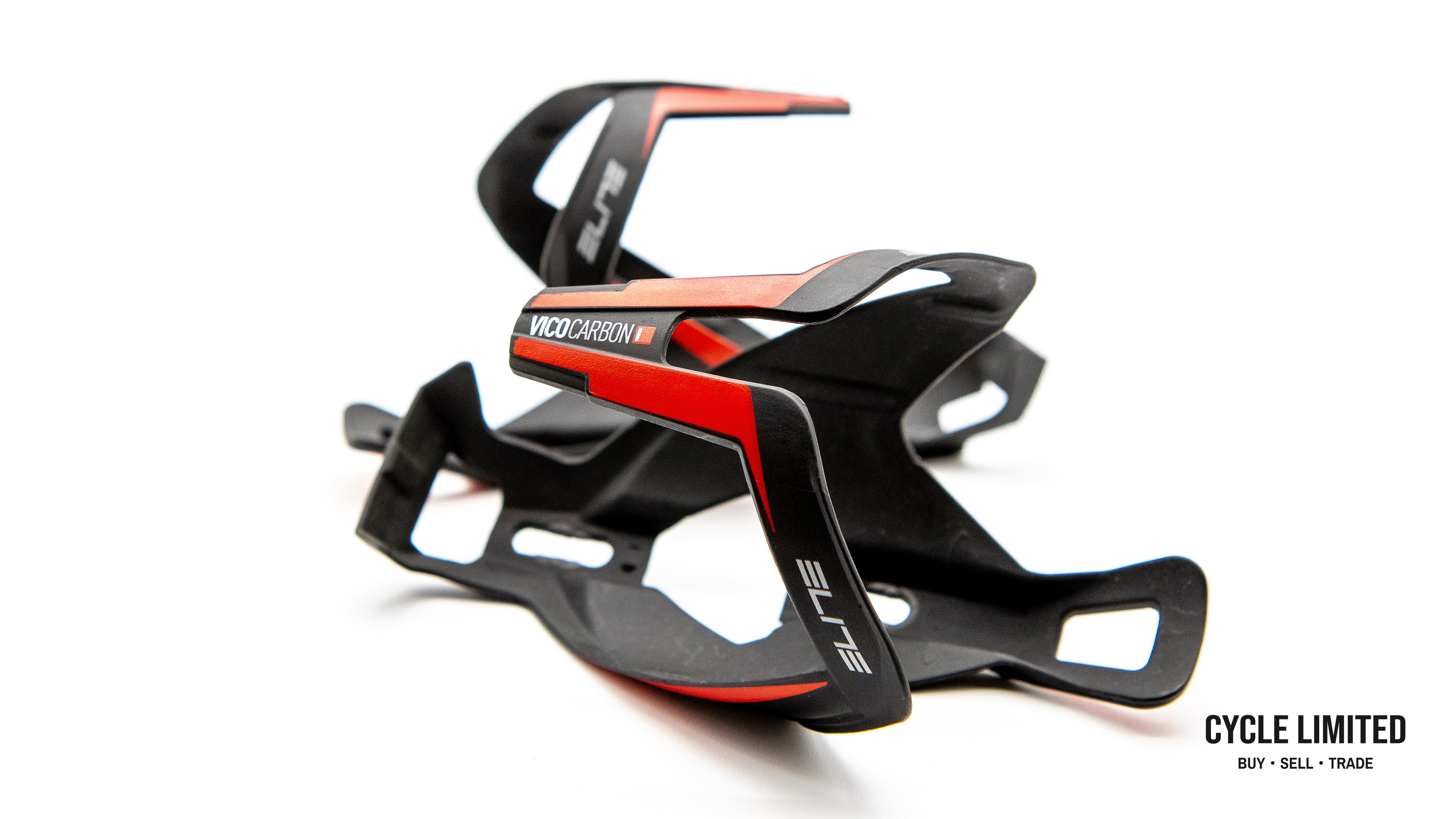 Elite Vico Carbon Bottle Cage Pair Matte Black/Red 53g - Image 4