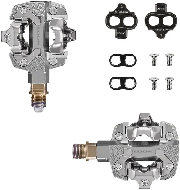 LOOK X-TRACK Single Power Pedals - Dual Sided Clipless, Chromoly,  9/16", Silver - Image 2