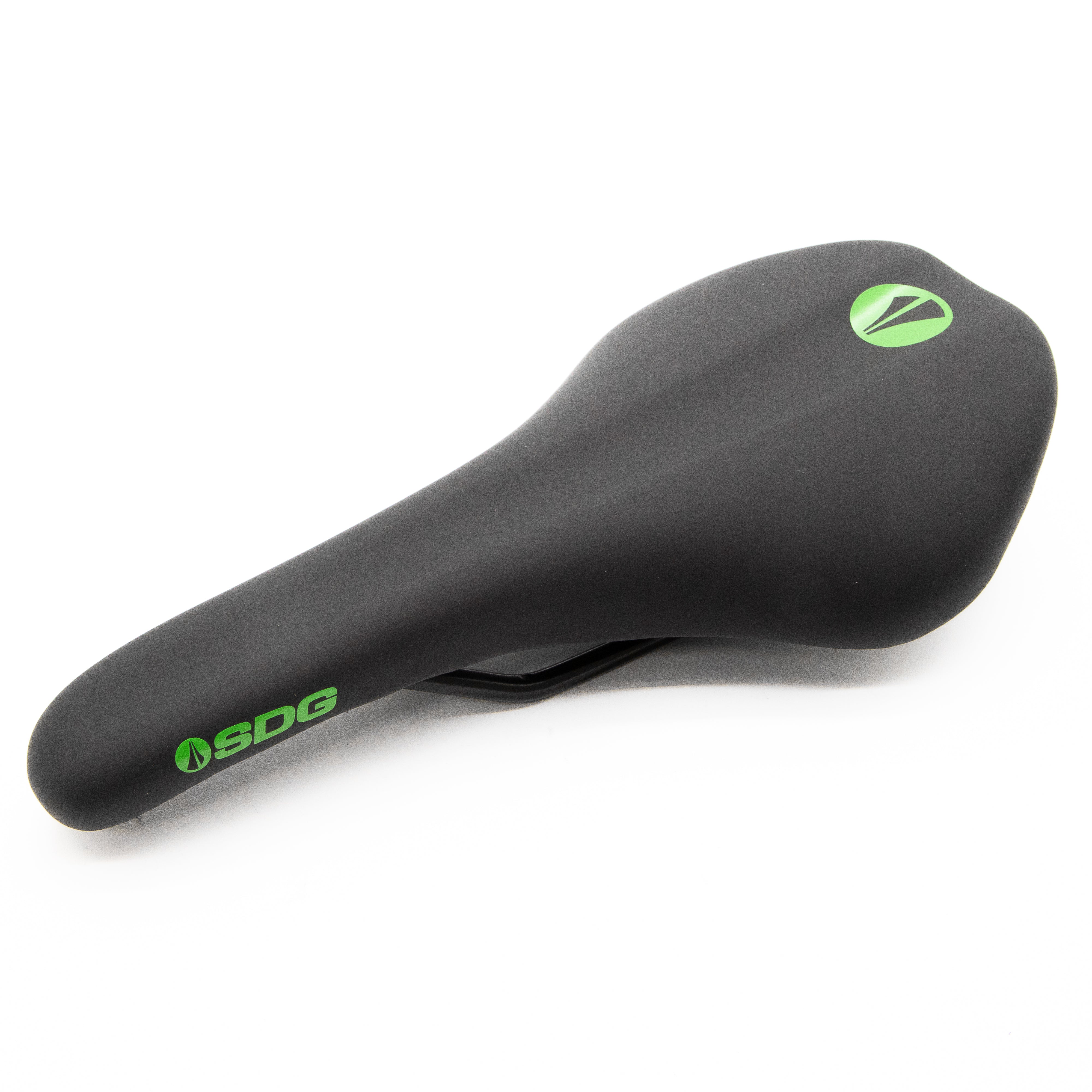 New SDG Duster Black Green MTB Saddle Steel Rails - Image 2
