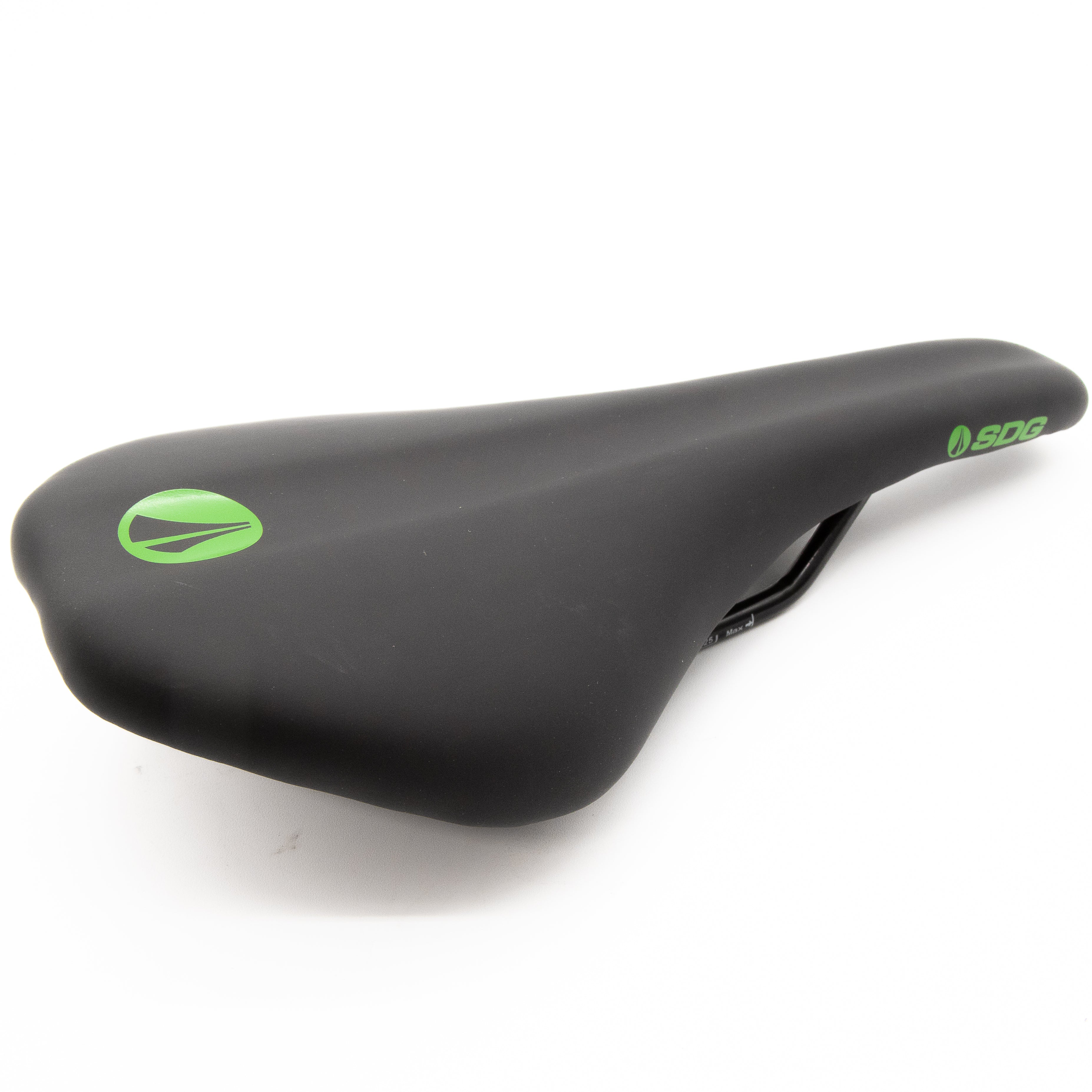 New SDG Duster Black Green MTB Saddle Steel Rails - Image 4