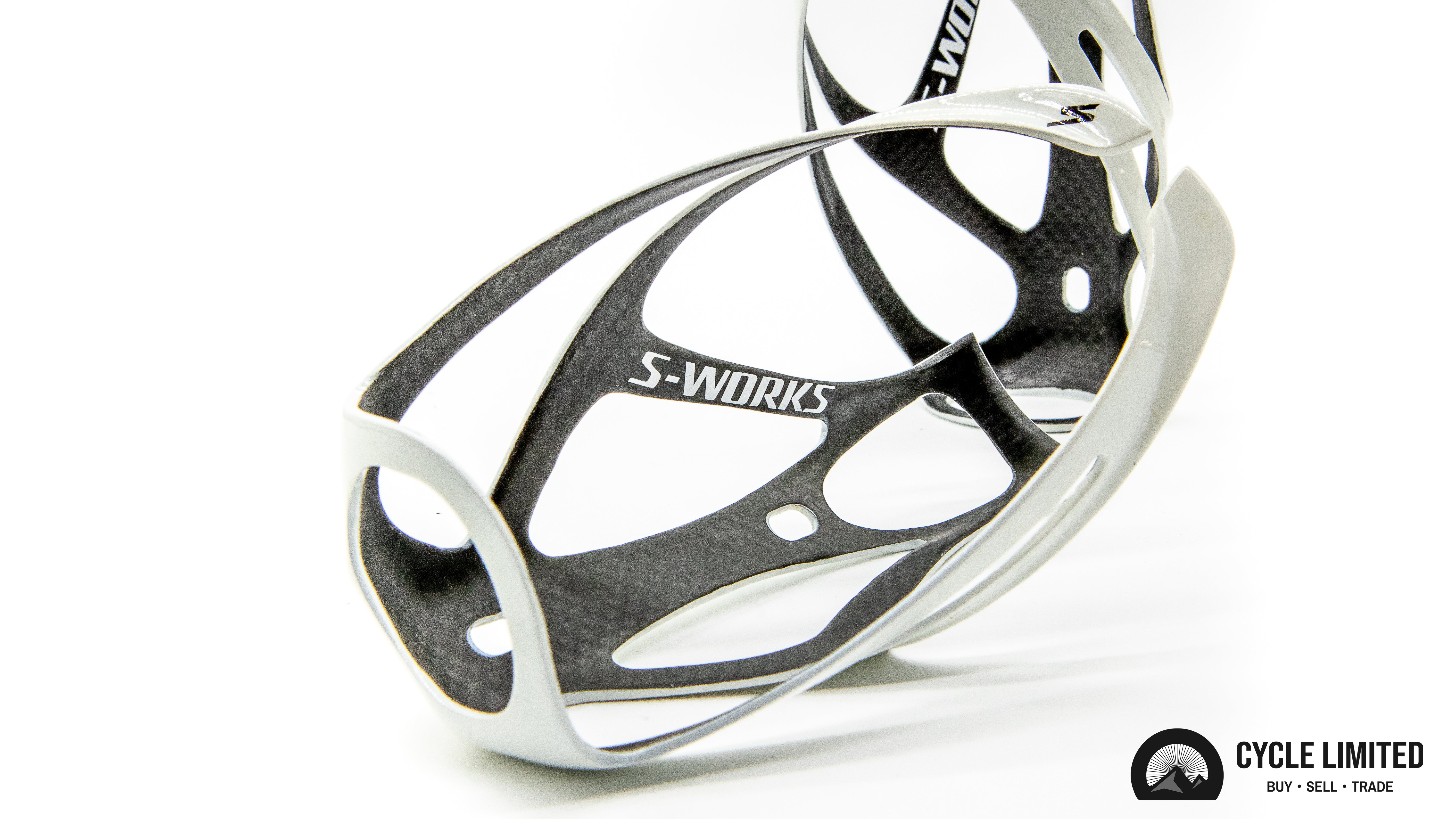 S-Works Carbon Rib Water Bottle Cage II (Carbon/White) Pair 47g - Image 4