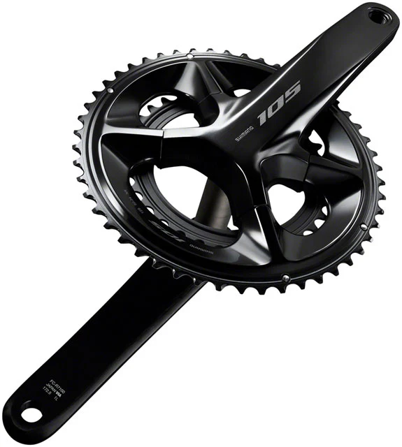 Shimano 105 FC-R7100 Crankset - 12-Speed, 110 Asymmetric BCD, Hollowtech II Spindle Interface, Black - Image 3