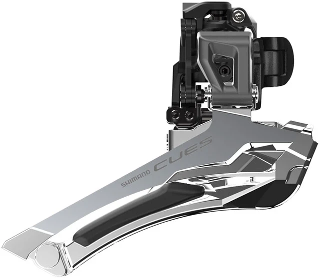 Shimano CUES FD-U6030-X Front Derailleur - 9/10-Speed, Double, Down-Swing, 34.9mm Band Clamp with Size Adapters, 46/50t Max, Black/Silver