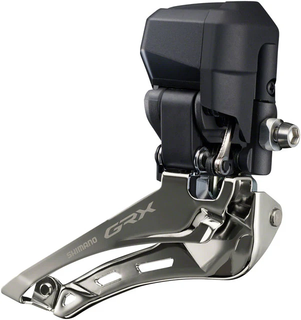 Shimano GRX FD-RX825 Di2 Front Derailleur - 2x12-Speed, Braze-on, Down Swing, For 46-48t Max, Black/Silver - Image 2
