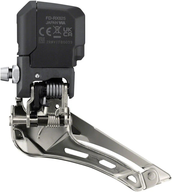 Shimano GRX FD-RX825 Di2 Front Derailleur - 2x12-Speed, Braze-on, Down Swing, For 46-48t Max, Black/Silver - Image 3
