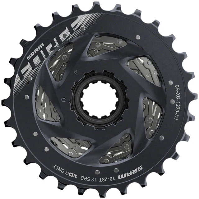 SRAM Force AXS XG-1270 Cassette - 12-Speed, 10-28t, Silver, For XDR Driver Body, D1 - Image 2
