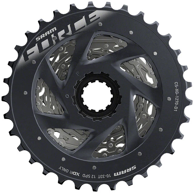 SRAM Force AXS XG-1270 Cassette - 12-Speed, 10-33t, Silver, For XDR Driver Body, D1 - Image 3