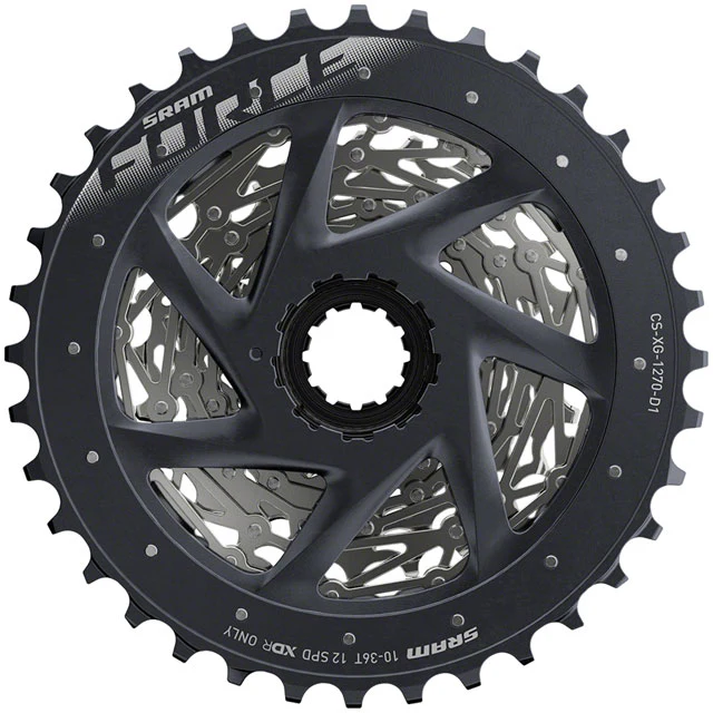 SRAM Force AXS XG-1270 Cassette - 12-Speed, 10-36t, Silver, For XDR Driver Body, D1 - Image 2