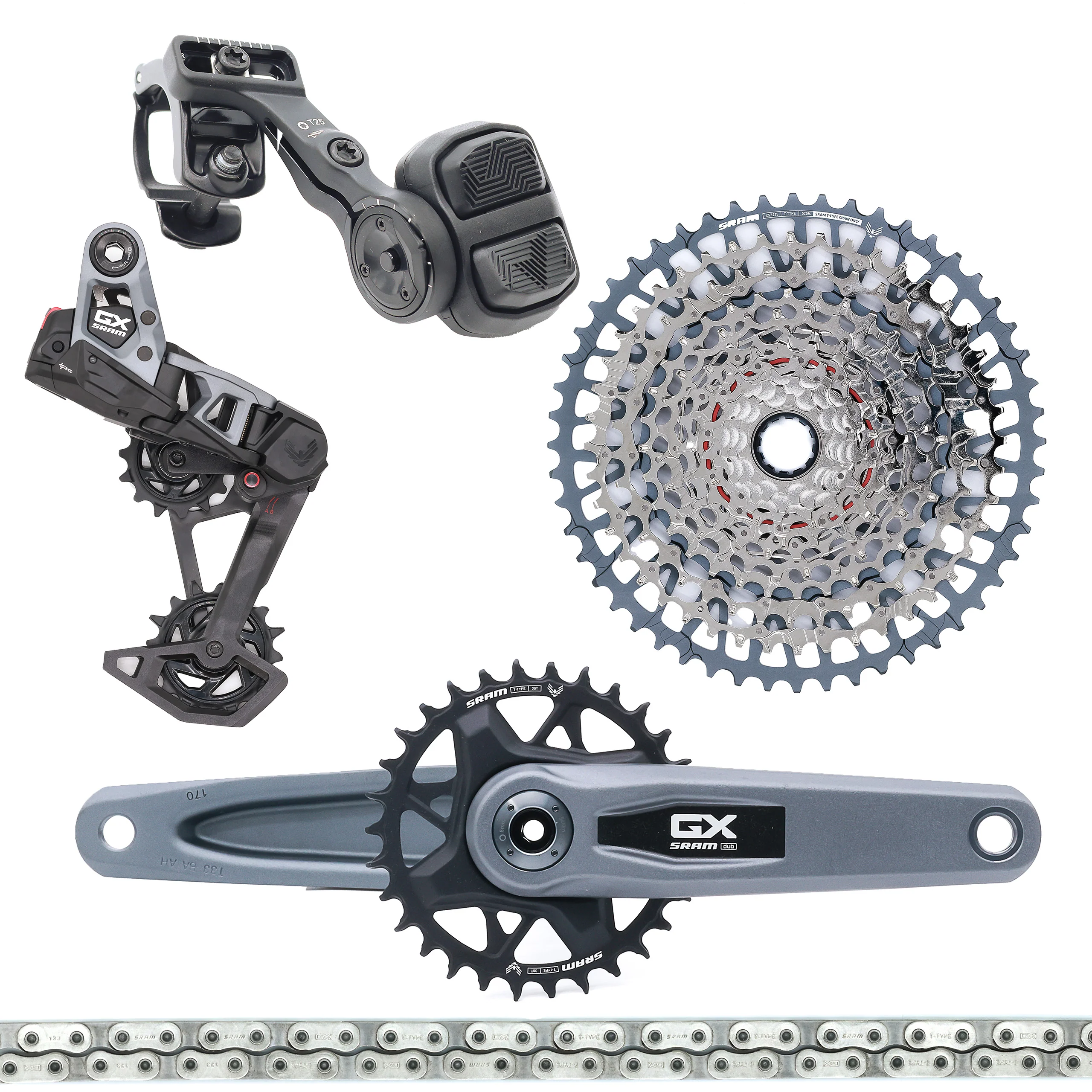 SRAM GX T-Type Eagle AXS Transmission Groupset, 170mm - 30T