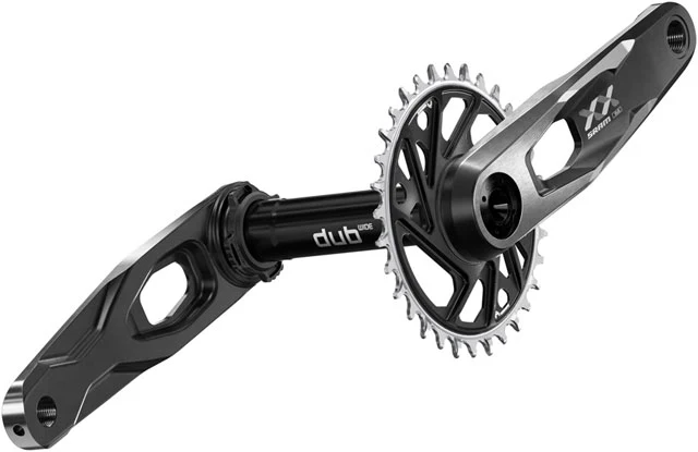 SRAM XX Downhill T-Type Crankset - 7-Speed, 34t 3mm Offset Chainring, Direct Mount, 55mm Chainline, DUB Wide Spindle, Black - Image 2